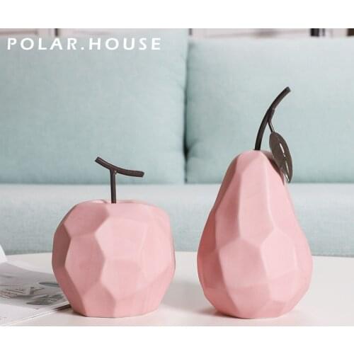 Decorative Ceramic Apple Figurines Pears Model Home Decoration Nordic Simple Living Room TV Cabinet Bookshelf Fruit Ornaments