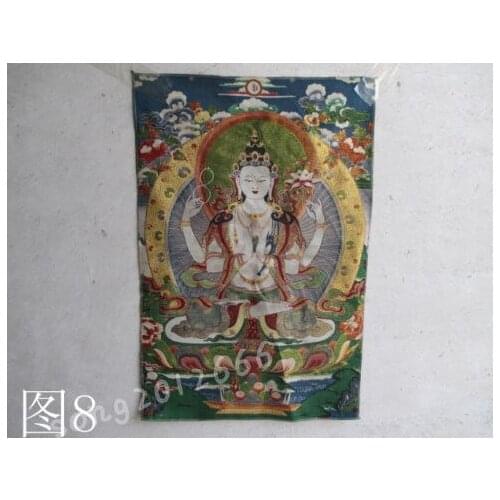 Delicate Tibet silk embroidery guanyin bodhisattva thangka