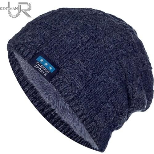 New Unisex Fashion Sports Label Winter Hats For Men & Women Add Fur Lined Warm Ski Beanie Hat Stylish Knitted Cap