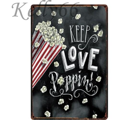 [ Kelly66 ] Movie Time Popcorn Buttery Fresh Metal Sign Tin Poster Home Decor Bar Wall Art Painting 20*30 CM Size y-1916