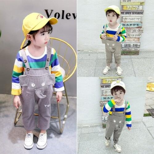 Spring Autumn Children Baby Boys Clothing Sets rainbow T Shirt cartoon overalls Pants 2pcs Infant Clothes Suit Toddler Costume