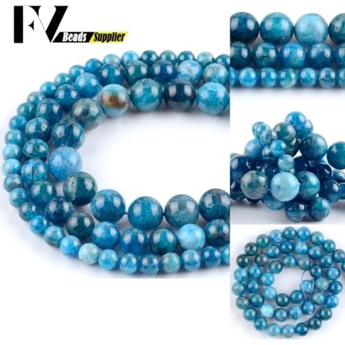 AAA Natural Gem Blue Apatite Beads 6 8 10 12mm Round Loose Spacer Stone Beads For Jewelry Making DIY Bracelet Charms Accessories