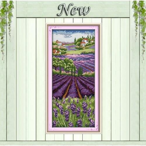 Lavender champaign,Counted Printed on canvas DMC 11CT 14CT Cross Stitch kit,needlework Set DIY embroidery,Flowers Garden Scenery