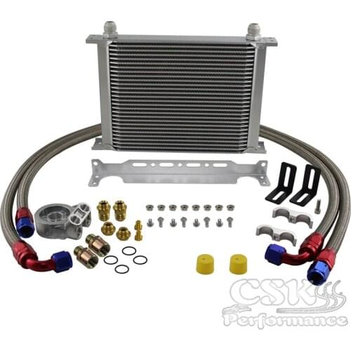 28 Row AN10 Engine oil cooler British Type + M20*1.5 Thermostat Filter adapter 80 degree kit Black