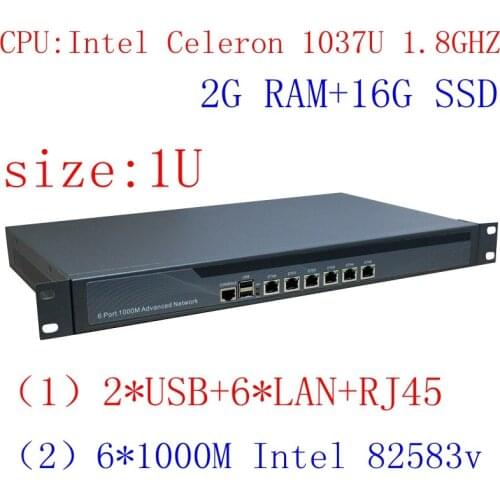 Multi gigabit network port routing Enterprise-class 1037u firewall router with Intel PCI E 1000M 6 82583v 2G RAM 16G SSD