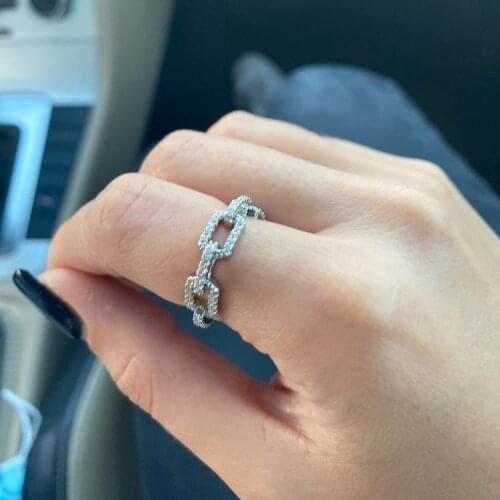 ZHOUYANG Trendy Link Chain Rings For Women Micro Paved Destiny Couple Ring Womens Accessories Jewelry Gifts Wholesale KCR179