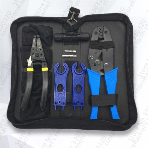 PV solar crimping tool set for solar connectors solar cable 2.5,4,6mm2 with multi-functional wire stripper and spanner