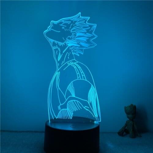 3D Nightlight Anime Haikyuu Kotaru Bokuto Cool Smiling Figure 7 Colors Touch Optical Illusion Table Lamp Gift Room Decor Light