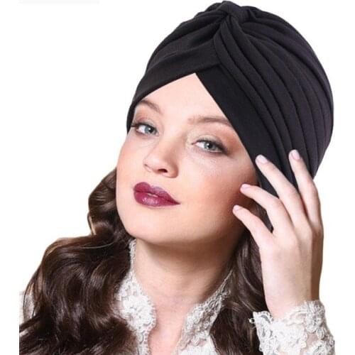 New Spring Summer Cotton Indian Turban Muslim Women Chemo Cap Knot Cross Hair Loss Cover Beanie Bonnet Cancer Hat Headwear