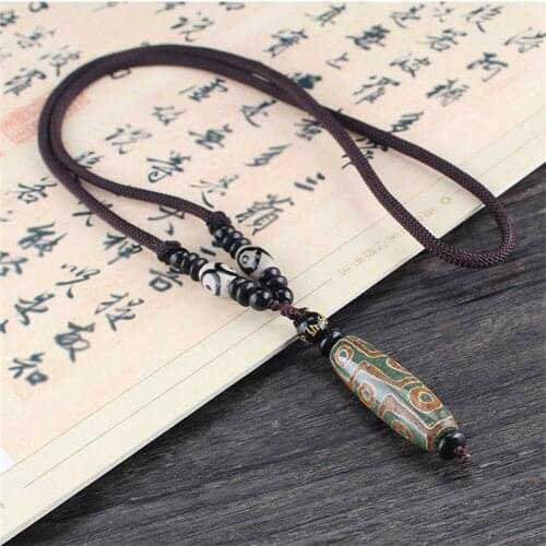 Original Tibetan Beads Nine eye Black and White Color Natural Dzi Necklace for Men and Women