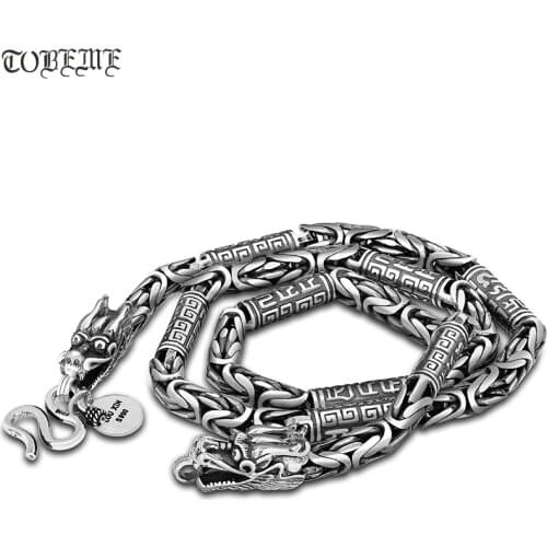 Dragon Necklace Handcrafted Vintage 990 Silver Dragon Necklace Pure Silver Tibetan OM Mantra Dragon Necklace Man Necklace