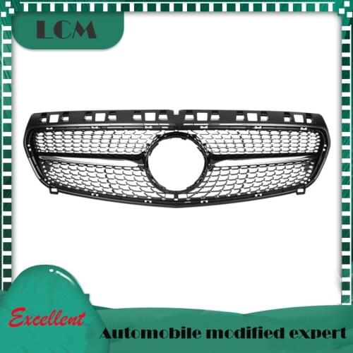 Diamond Look Front Bumper Racing Grille For-Mercedes For-Benz A-class W176 A180 A200 A260 A45 2013-2015 with Emblem