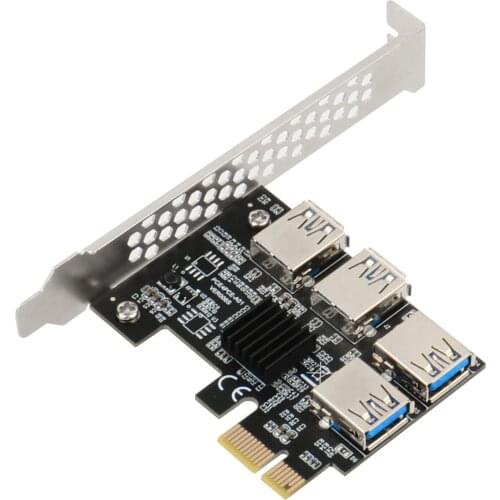 PCI-E 1x to 16x Riser Card PCI-Express 1 to 4 Slot PCIe USB3.0 Adapter Port Multiplier Miner Card for BTC Bitcoin Miner Mining