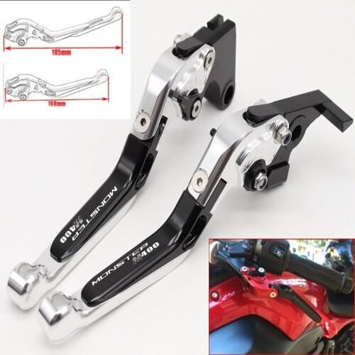 Motorcycle CNC Adjustable Foldable brake Clutch Levers for Ducati MONSTER M400 1999-2003 with Logo (MONSTER M400)