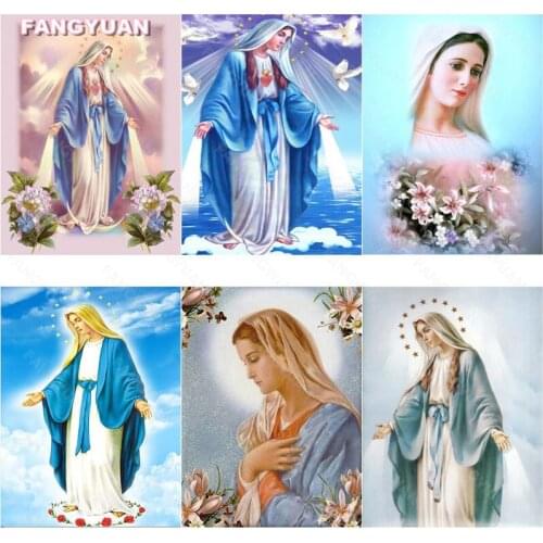 Religion Figure 5D Diy Diamond Art Painting Mosaic Virgin Mary Cross Stitch Kit Diamond Embroidery Home Decoration Accessories