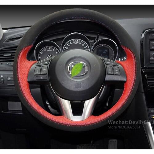 Hand-stitched suede leather carbon fiber car steering wheel cover for mazda 36 m5 Cx-5 Cx-4 Cx-8 Auto parts interior accessories
