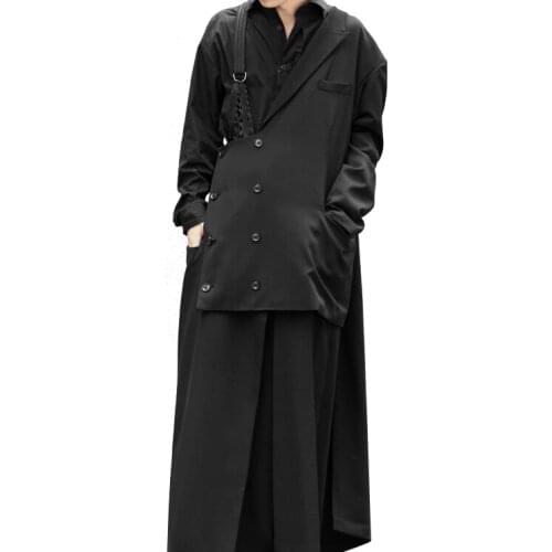 S-6XL!!Mens new 2020 two-wear trench coat double-breasted black trench coat