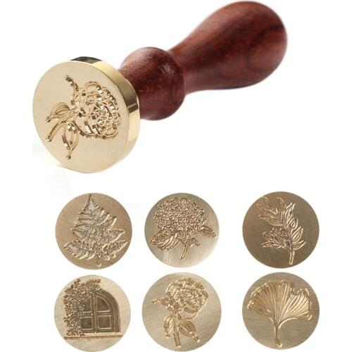 1pcs Retro Wooden Stamp Antique Metal Sealing Wax Stamps Wood Handle Wedding Invitations Wax Seal Stamp Craft Wax Seal Stamp