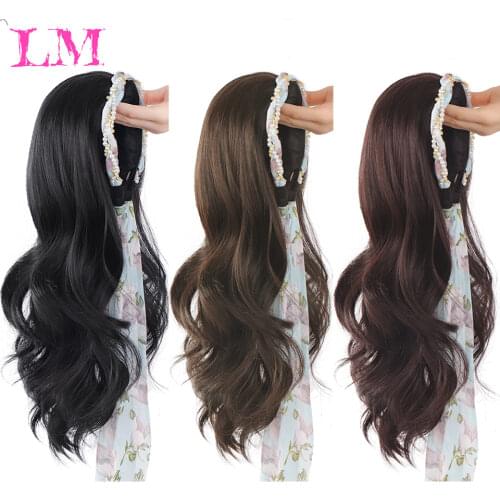 LM Synthetic U-shaped Half Head Wig Long Curly Hair Straight Hair Wig Korean Natural Fake Fluffy Long Hair