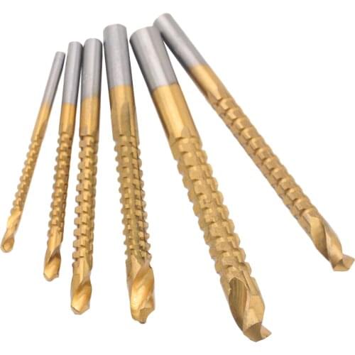 6pcs/lots 3-8mm Titanium Coated HSS Drill Bit Electric Drill Plastic Metal Hole Grooving Drill Saw Carpenter Woodworking Tools