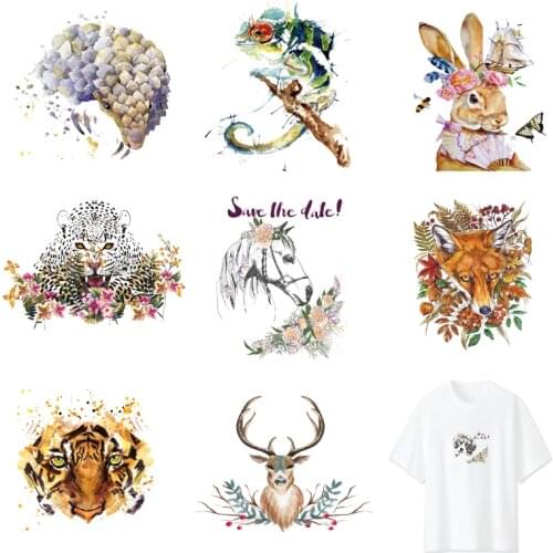 Iron-on Transfers for Clothing Ironing Patches Heat Transfer Stickers Diy Animals Patch Applique Fusible Vinyl Adhesive Stripe C