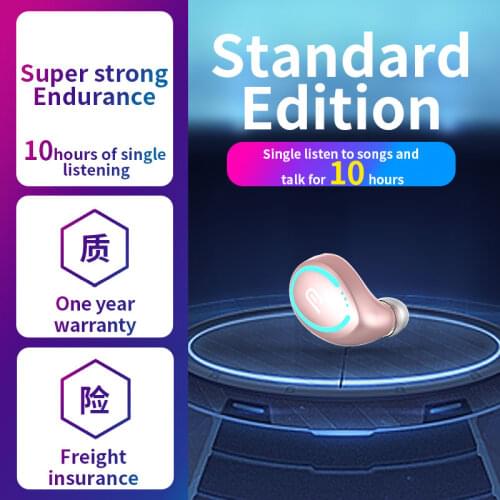 TWS Bluetooth 5.0 Single Earphones With Charging Box Wireless Headphone Stereo Sports Waterproof Earbuds Headset With Microphone