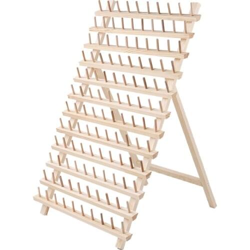 120 Axis Storage Box Folding Frame Sewing Thread Spool Yarn Holder Wooden Organizer Wood Home Stand Knitting Embroidery WithHook