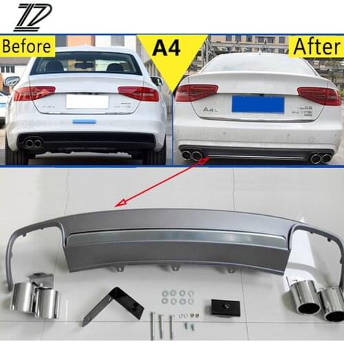 ZD 1Set For Audi A4 B8 B9 Accessories 2009-2012 2013 2014 2015 S4 style Car Exhaust Tips Muffler Pipe With Rear Bumper Diffuser