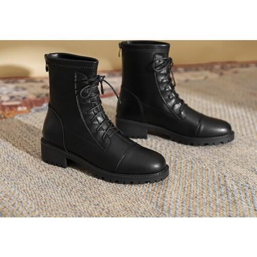 Riding boots women back zipper soft leather ankle booties new autumn winter high heels boats shoes woman rubber cowboy boots