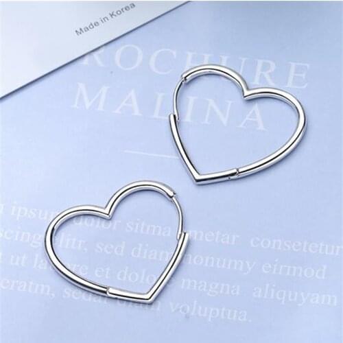 925 Sterling Silver Piercing Elegant Heart Charm Stud Earring For Women Earrings Wedding Jewelry pendientes eh1302