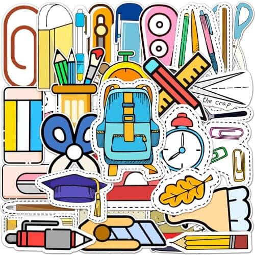 10/30/50PCS School Supplies Stationery Stickers Book Aesthetic Phone Laptop Bike Guitar Cute Journaling Decor Sticker Kid Toy