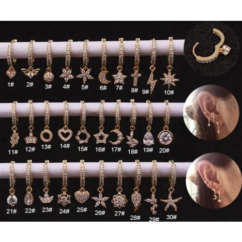 1PC Heart Flower Moon Cz Hoop Cartilage Earring Helix Tragus Fashion Ear Piercing Jewelry For Mens And Womens Earring