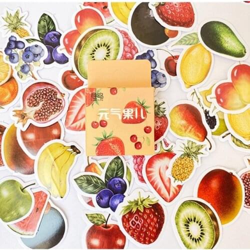 46 Pcs Decorative Stickers Fresh Fruit Series Decals For Diy Personalize Diary Decoration Laptops Scrapbook
