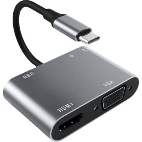 5 in one VGA USB3.0 3.5MM PD charging adapter, USB C Hub Adapter, USB Type C to HDMI USB C Docking Station for MACBOOK iPad Pro