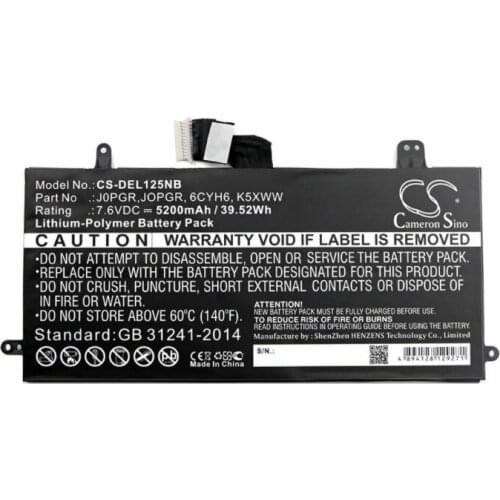 Cameron Sino 5200mAh battery for DELL Latitude 12 5285 6CYH6 725KY B102286-0001 J0PGR JOPGR K5XWW Notebook, Laptop Battery