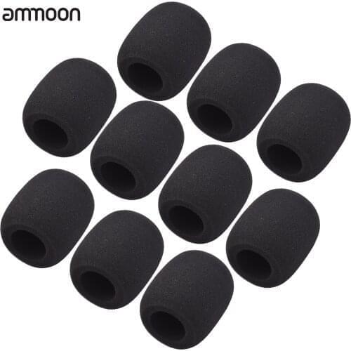 Ammoon 10/5Pcs Black Replacement Foam Cover Windshield Windscreen Noise Reduction Mic Cover for Handheld Condenser Mic Cover