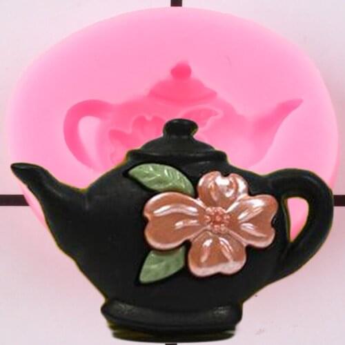 Tea Pot Kettle Silicone Molds Flower Cupcake Topper Fondant Cake Decorating Tools Soap Resin Clay Candy Chocolate Gumpaste Mould