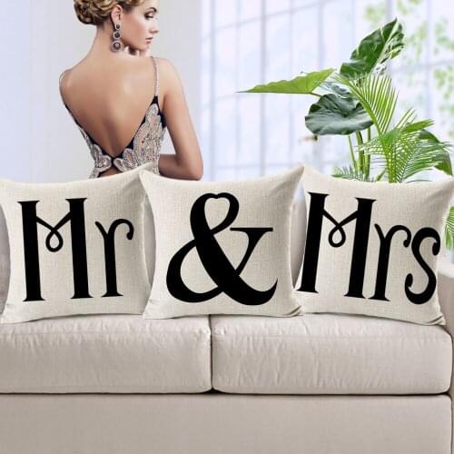 Love pillow cover, Wedding creative letter couple Mr&Mrs throw pillow case pillowcase wholesale