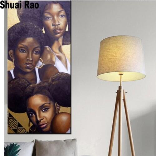 Black african women DIY diamond mosaic puzzle Diamond Painting wall Art painting full diamond people home wallpaper