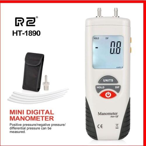 RZ Digital Manometer air pressure meter air pressure Differential Gauge Kit 55H2O to +55H2O Data Hold medidor presion HT-1890