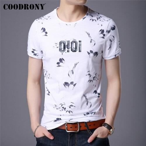 COODRONY Brand High Quality Cotton Tee Top Spring Summer Fashion Pattern Casual Short Sleeve O-Neck T-Shirt Men Clothing C5111S