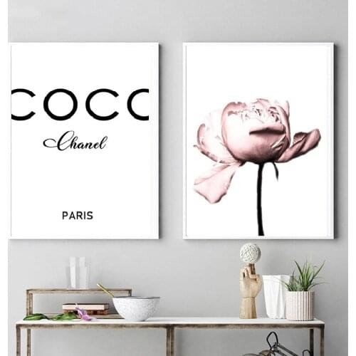 Peony Flower Wall Art Coco Fashion Blush Pink Canvas Prints Painting Nordic Decoration Living Room Home Decor