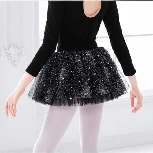 Girls Kids Ballet Tutu Skirts Sequined Dance Skirts Children Lovely Pink White Ballet Tulle Dress Multi-yarn Skirt for Teen