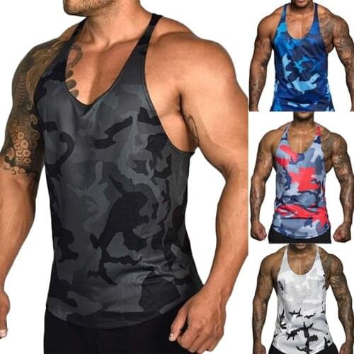 Mens Running Fitness Vest Top Camouflage Print Sleeveless Shirt Gym Sports Vest Undershirt for Men