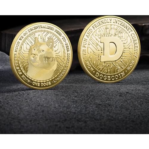 Dogecoin The Fun and Friendly Internet Currency Collectible Physical Cryptocurrency Coin Gold Plated Commemorative Coin