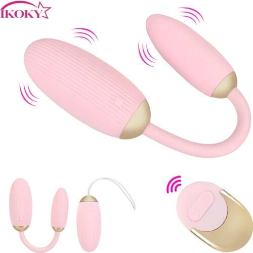 Double Head Vibrating Eggs Clitoris Stimulator Dildo G-spot Massager Remote Control Sex Toys for Women Couples 10 Frequency
