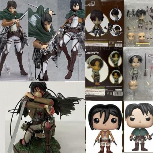 Attack on Titan Levi Figure Eren Mikasa Ackerman Action Figure Jaeger Eren Ackerman Figma Figure Toys Gift