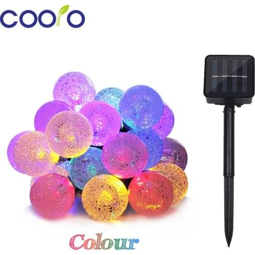 4.8M 20LED Crystal Ball String Lights Solar Powered Fairy Light For Wedding Christmas Party Festival Outdoor Indoor Decoration