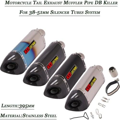 38-51mm Head Tail Vent Silencer System Stainless Steel Universal Silp on For Motorcycle Exhaust Muffler Pipe Removable DB Killer