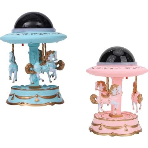 Hot XD-Carousel Musical Box for Girl, Projection Light for Home Decoration Birthday Gift